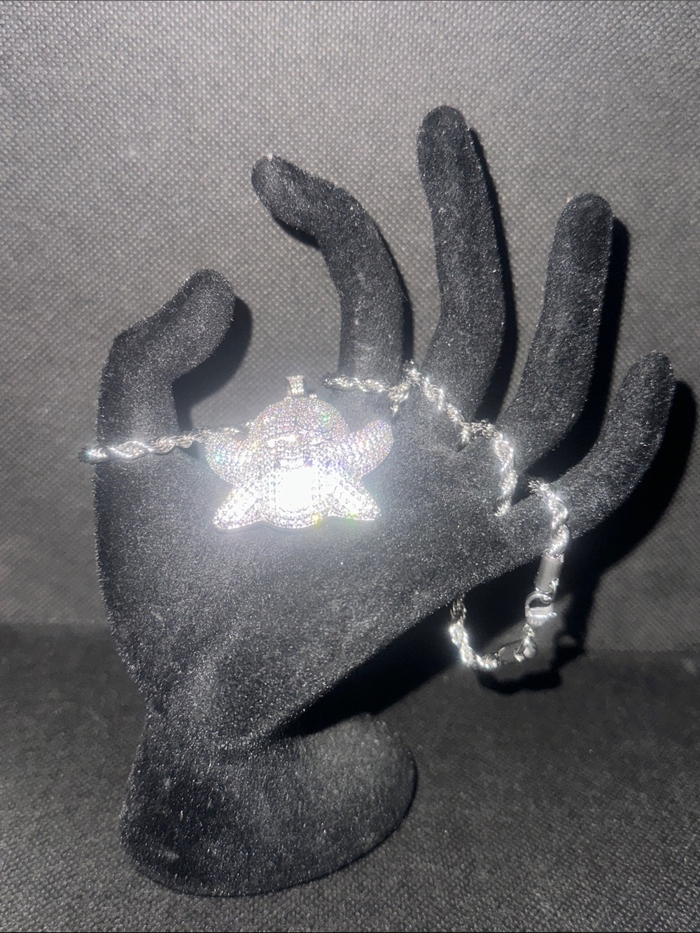 Silver-Tone Chain Necklace with Ghost Charm